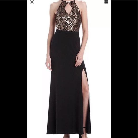 NW Dresses & Skirts - Women’s Formal Dress Size 12 NW Black & Gold Prom Evening Sequined Bodice Gown
